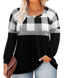 Foto 1 | Foto 1 | Top Ritera Talla Grande Para Mujer De Manga Larga Colorblock 4xl - Venta Internacional.
