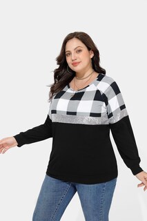 Foto 3 | Foto 3 | Top Ritera Talla Grande Para Mujer De Manga Larga Colorblock 4xl - Venta Internacional.