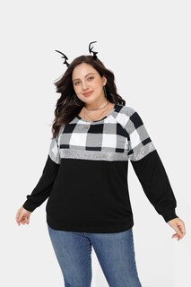 Foto 4 | Foto 4 | Top Ritera Talla Grande Para Mujer De Manga Larga Colorblock 4xl - Venta Internacional.