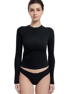 Foto 1 | Foto 1 | Camisa Abonlen De Manga Larga Con Cuello Redondo Para Mujer Negra (l) - Venta Internacional.