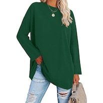 Top Tipo Túnica Dianinfa De Gran Tamaño Con Cuello Redondo Y Manga Larga  Color Verde - Venta Internacional.