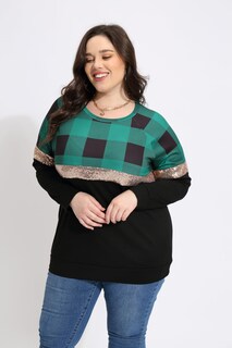 Foto 4 | Foto 4 | Top Ritera Talla Grande Para Mujer Manga Larga Color Block Green - Venta Internacional.