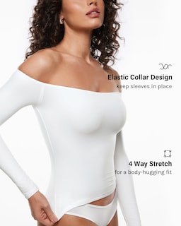 Foto 3 | Foto 3 | Top Inlyric De Manga Larga Con Hombros Descubiertos E Increíblemente Suave Para Mujer - Venta Internacional.