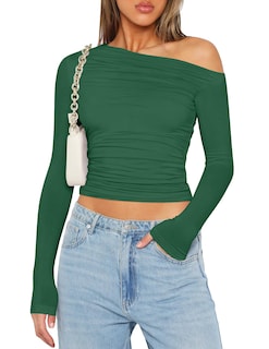 Foto 1 | Foto 1 | Top Corto Zeagoo Para Mujer De Manga Larga Con Hombros Descubiertos Y2k 2024 - Venta Internacional.