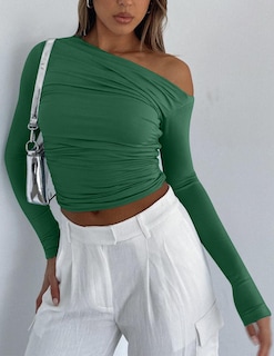 Foto 3 | Foto 3 | Top Corto Zeagoo Para Mujer De Manga Larga Con Hombros Descubiertos Y2k 2024 - Venta Internacional.