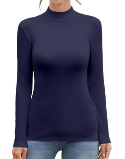 Foto 1 | Foto 1 | Top Mangdiup Para Mujer Cuello Alto Manga Larga Azul Marino - Venta Internacional.