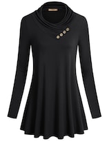 Top Miusey De Manga Larga Con Cuello Vuelto  Holgado  Para Mujer  Color Negro - Venta Internacional.