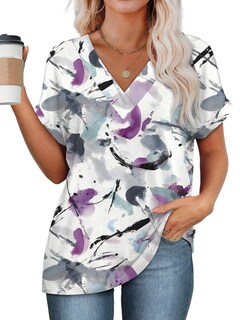 Foto 3 | Foto 3 | Camisa Wiholl De Manga Corta Con Cuello En V Y Estampado Floral Para Mujer M - Venta Internacional.