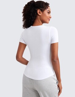 Foto 2 | Foto 2 | Camisa Crz Yoga De Modal Acanalado De Manga Corta Blanca Para Mujer - Venta Internacional.