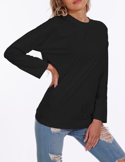 Foto 2 | Foto 2 | Top Tipo Túnica Dianinfa De Gran Tamaño Con Cuello Redondo Y Manga Larga Para Mujer - Venta Internacional.