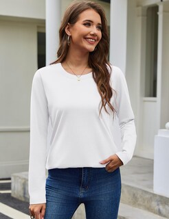 Foto 4 | Foto 4 | Camisa Yucolen Para Mujer Manga Larga Cuello Redondo Algodón Blanco Puro Talla M - Venta Internacional.