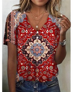 Foto 2 | Foto 2 | Top Tipo Túnica Hotyd Con Estampado Floral Bohemio Y Cuello En V Para Mujer - Venta Internacional.
