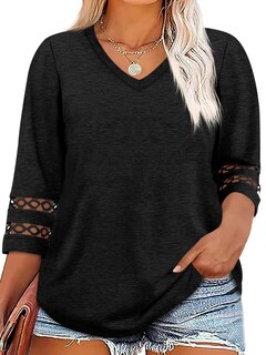 Foto 1 | Foto 1 | Blusa Tipo Túnica Beautife Para Mujer Talla Grande Manga 3/4 Negra - Venta Internacional.