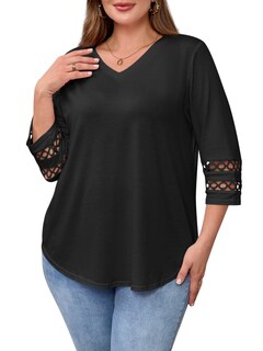 Foto 2 | Foto 2 | Blusa Tipo Túnica Beautife Para Mujer Talla Grande Manga 3/4 Negra - Venta Internacional.