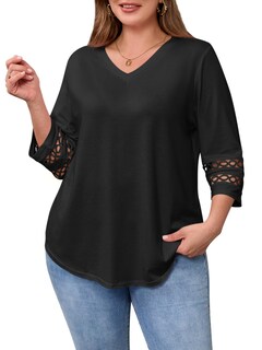 Foto 3 | Foto 3 | Blusa Tipo Túnica Beautife Para Mujer Talla Grande Manga 3/4 Negra - Venta Internacional.