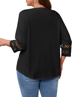 Foto 4 | Foto 4 | Blusa Tipo Túnica Beautife Para Mujer Talla Grande Manga 3/4 Negra - Venta Internacional.