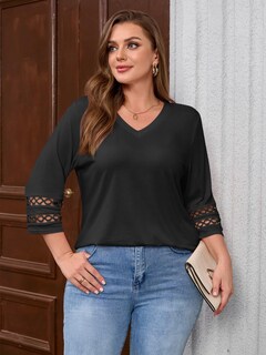 Foto 5 | Foto 5 | Blusa Tipo Túnica Beautife Para Mujer Talla Grande Manga 3/4 Negra - Venta Internacional.