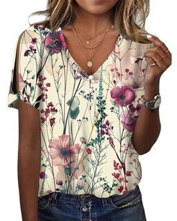 Foto 1 | Foto 1 | Blusa Tipo Túnica Hotyd Para Mujer Estampado Floral Bohemio Cuello En V Verano 2024 - Venta Internacional.