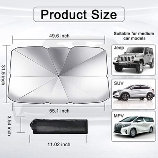 Foto 2 | Foto 2 | Parasol Para Parabrisas De Coche Ajxn Protección Uv Tamaño Grande - Venta Internacional.
