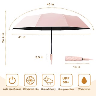 Foto 2 | Foto 2 | Paraguas De Viaje Fogkey A Prueba De Viento Impermeable Y Con Protección Uv - Venta Internacional.