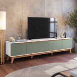 Mueble Tv 85'' Kappesberg 218cm Con 3 Puertas Blanco/verde