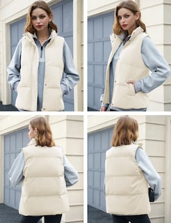 Foto 4 | Foto 4 | Chaleco Acolchado Yucolen Para Mujer Ligero Beige Talla M - Venta Internacional.