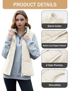 Foto 5 | Foto 5 | Chaleco Acolchado Yucolen Para Mujer Ligero Beige Talla M - Venta Internacional.