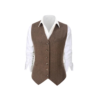 Foto 2 | Foto 2 | Chaleco Tuikayoo De Tweed En Espiga Para Mujer Sin Mangas Marrón Talla M - Venta Internacional.