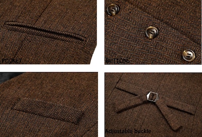 Foto 4 | Foto 4 | Chaleco Tuikayoo De Tweed En Espiga Para Mujer Sin Mangas Marrón Talla M - Venta Internacional.