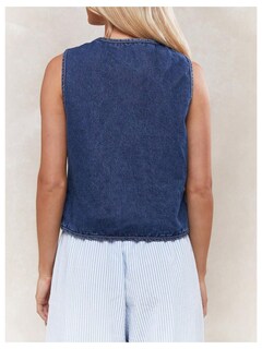 Foto 2 | Foto 2 | Chaleco Vaquero Makemechic Con Lazo En La Parte Delantera Sin Mangas Azul Corto Para Mujer - Venta Internacional.