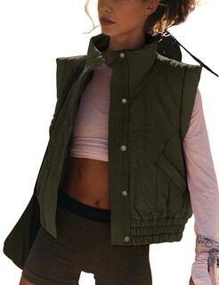 Foto 1 | Foto 1 | Chaleco Acolchado Lviefent Para Mujer Corto Y Ligero Color Verde Militar - Venta Internacional.
