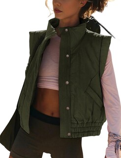Foto 1 | Foto 1 | Chaleco Acolchado Skikyan Para Mujer Acolchado Con Botones Color Verde Militar - Venta Internacional.