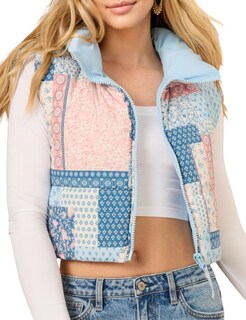 Foto 1 | Foto 1 | Chaleco Acolchado Internos Con Estampado Floral Y Cuello Alto Para Mujer - Venta Internacional.