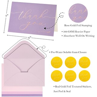 Foto 2 | Foto 2 | Tarjetas De Agradecimiento En Tono Lavanda Nítido Con Sobres Y Pegatinas - Venta Internacional.