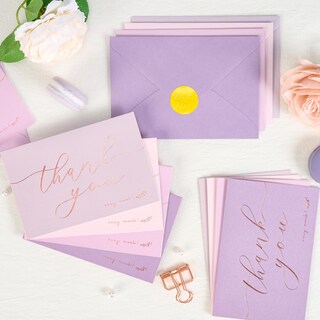 Foto 5 | Foto 5 | Tarjetas De Agradecimiento En Tono Lavanda Nítido Con Sobres Y Pegatinas - Venta Internacional.