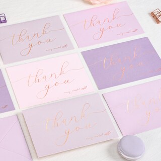 Foto 6 | Foto 6 | Tarjetas De Agradecimiento En Tono Lavanda Nítido Con Sobres Y Pegatinas - Venta Internacional.