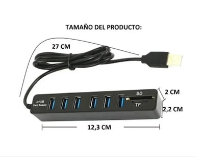 Foto 3 | Foto 3 | Adaptador Usb 3.0 Múltiple Hub De 6 Puertos 2 En 1 Con Tarjeta Sd - Venta Internacional.