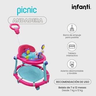 Foto 2 | Foto 2 | Infanti Andadera Para Bebe Con Paseador Y Juguetero Musical Rosa Azol
