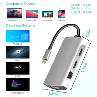 Foto 4 | Foto 4 | Estación De Acoplamiento Con Doble Monitor Usb-c Hdmi Con Suministro De Energía De 100 W - Venta Internacional.