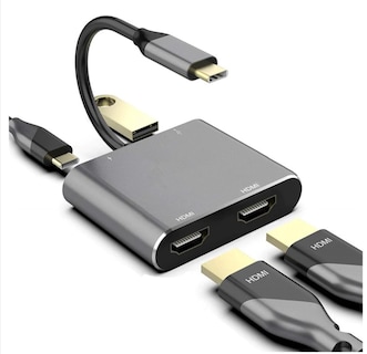 Foto 3 | Foto 3 | Adaptador Tipo C A 2 Hdmi/usb/pd 87w 4k 30hz Gris - Venta Internacional.