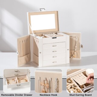 Foto 5 | Foto 5 | Joyero Frebeauty De Piel Sintética De 5 Capas Con 4 Cajones Negro - Venta Internacional.