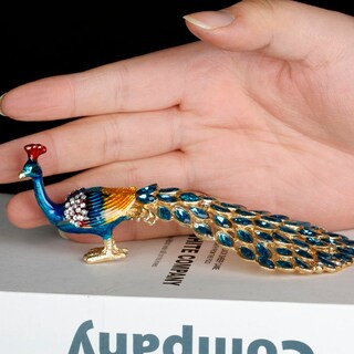 Foto 2 | Foto 2 | Joyero Sevenbees Con Forma De Pavo Real Esmaltado Pintado A Mano Con Diamantes De Imitación - Venta Internacional.