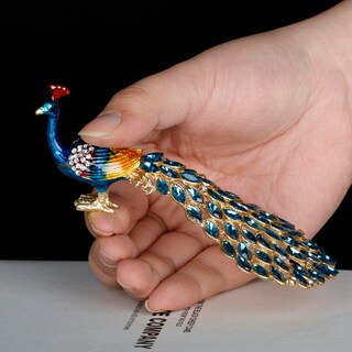 Foto 3 | Foto 3 | Joyero Sevenbees Con Forma De Pavo Real Esmaltado Pintado A Mano Con Diamantes De Imitación - Venta Internacional.