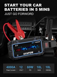 Foto 4 | Foto 4 | Jump Starter Avapow A37 4000a Peak Para Gasolina De 10 Litros Y 10 Litros De Diésel - Venta Internacional.