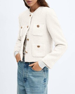 Foto 3 | Foto 3 | Chaqueta Tipo Blazer Yexpine Cropped Tweed Para Mujer Color Blanco - Venta Internacional.