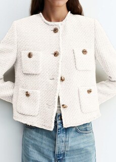 Foto 4 | Foto 4 | Chaqueta Tipo Blazer Yexpine Cropped Tweed Para Mujer Color Blanco - Venta Internacional.