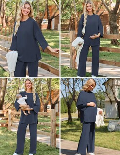Foto 3 | Foto 3 | Conjunto De Pijama De Maternidad Fmeyoa Pjs De Lactancia Azul Oscuro Para Mujer - Venta Internacional.