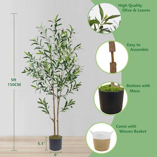 Foto 3 | Foto 3 | Plantas Calientes De Olivo Artificial De 1 5 M De Altura Con Maceta Y Cesta - Venta Internacional.
