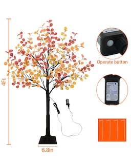 Foto 6 | Foto 6 | Árbol De Eucalipto Otoñal Phliod De 4 Pies Con 48 Luces Led Para Interiores Y Exteriores - Venta Internacional.