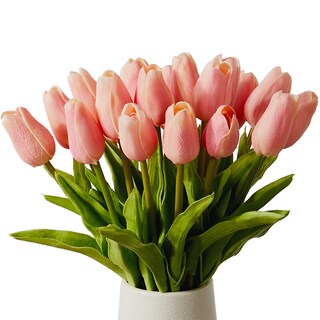 Foto 1 | Foto 1 | Tulipanes Artificiales En Forma De Abanico De Látex Real Touch 20 Unidades Color Rosa - Venta Internacional.